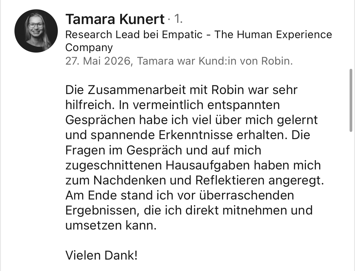 LinkedIn-Empfehlung von Tamara für Robin Frieß