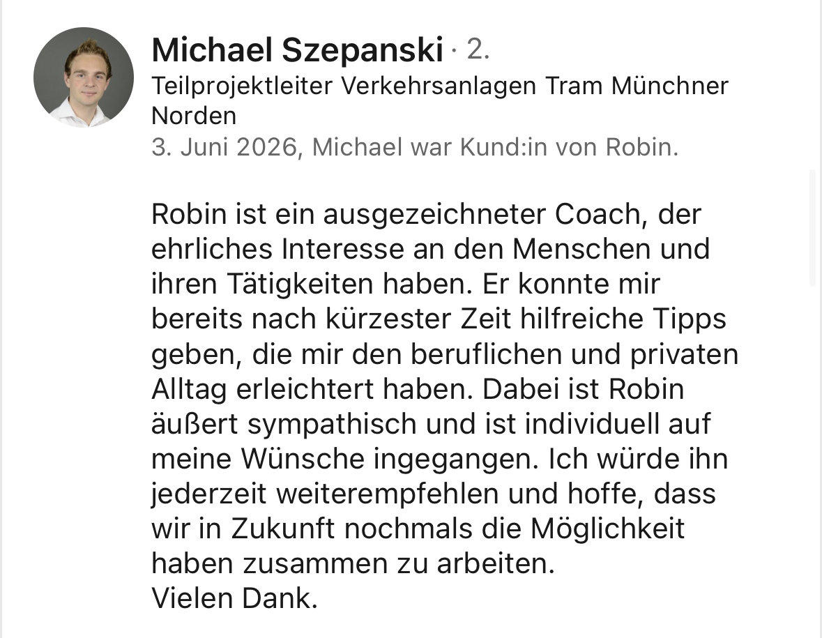 LinkedIn-Empfehlung von Michael für Robin Frieß