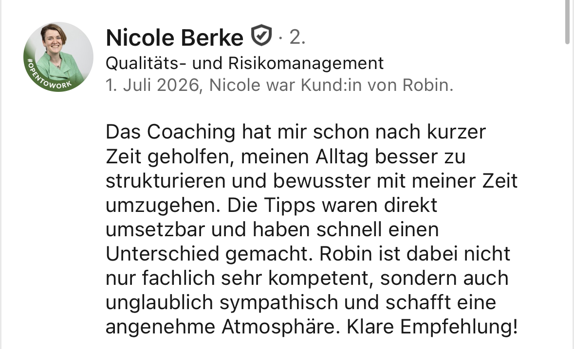 LinkedIn-Empfehlung von Nicole für Robin Frieß